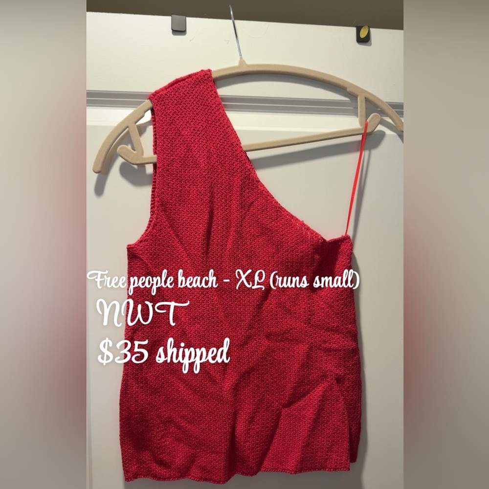Free People Vibrant Red Knit Top
